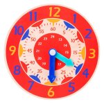 Horloge en bois montesorri pour enfant, pendule cognitive colore pour les touts - petits, donne l'heure ...