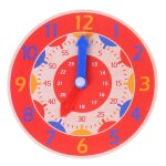 Horloge en bois montessori pour enfant, jouet avec les heures, les minutes et les secondes, montre colore, ...