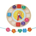 Horloge g�om�trique num�rique en bois, blocs d'assemblage g�om�triques, jouets pour enfants, jouet educatif ...