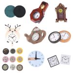 Horloge murale multi maison de poup�e, r�veil octogonal d'oiseau, accessoires miniatures de maison de ...