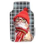 Housse de bouillotte 21 x 34 cm chat a lunettes