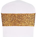 Housses de chaises a paillettes dores, ceinture a n?ud, accessoires de dcoration de mariage, evnements, ...
