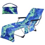 Housse de chaise de plage portable, serviette inclinable color�e en microfibre avec poche lat�rale, serviettes ...