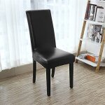 Housse de chaise de salle a manger, housse coulissante en cuir pu, solide, résistante a l'eau et a l'huile, ... Housse de chaise de salle a manger, housse coulissante en cuir pu, solide, résistante a l'eau et a l'huile, ...