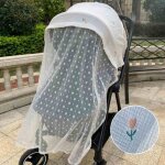 Housse de poussette pour bb, moustiquaire en maille respirante, pare - soleil en gaze, rideau de protection ...