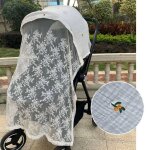 Housse de poussette pour bb, moustiquaire en maille respirante, pare - soleil en gaze, rideau de protection ...