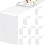 Hthed - lot de 10 chemins de table blancs 30 x 183 cm en satin pour tables rondes rectangulaires, chemins ...