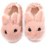 Ihkhu - 1 paire de pantoufles d'hiver chaudes en peluche pour enfants - antidrapantes - oreilles de ...