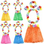 Ijhgv - 5 ensemble 25 pcs herbe hawaenne hula jupes ensemble inclure fleur leis collier bandeau bracelets ... Ijhgv - 5 ensemble 25 pcs herbe hawaenne hula jupes ensemble inclure fleur leis collier bandeau bracelets ...