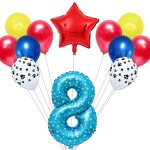 Comme l'image - ballons de fte en forme de chien, 12 pices / lot, avec etoile en latex et chiffres ...