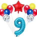 Comme l'image - ballons de fte en forme de chien, 12 pices / lot, avec etoile en latex et chiffres ...