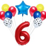 Comme l'image - ballons de fte en forme de chien, 12 pices / lot, avec etoile en latex et chiffres ...