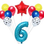 Comme l'image - ballons de fte en forme de chien, 12 pices / lot, avec etoile en latex et chiffres ...