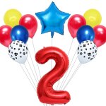 Comme l'image - ballons de fte en forme de chien, 12 pices / lot, avec etoile en latex et chiffres ...