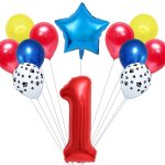 Comme l'image - ballons de fte en forme de chien, 12 pices / lot, avec etoile en latex et chiffres ...