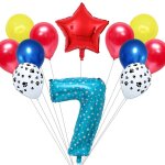 Comme l'image - ballons de fte en forme de chien, 12 pices / lot, avec etoile en latex et chiffres ...
