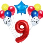 Comme l'image - ballons de fte en forme de chien, 12 pices / lot, avec etoile en latex et chiffres ...