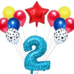 Comme l'image - ballons de fte en forme de chien, 12 pices / lot, avec etoile en latex et chiffres ...