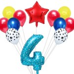 Comme l'image - ballons de fte en forme de chien, 12 pices / lot, avec etoile en latex et chiffres ...