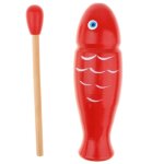 Instrument de percussion en bois rouge en forme de poisson, sondeur de corbeau
