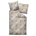 Janine linge de lit 2 pices - j. d. , satin maco, coton merceris, finition soie, motif graphique taupe ...