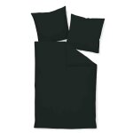 Janine linge de lit 2 pices - satin maco, coton merceris, finition soie, uni noir 155x220cm