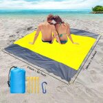 (jaune)tapis de plage couverture pique nique 200x210cm couverture de plage ultra - lgre natte de plage ...