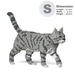 Jekca chat tigr� gris clair blocs de construction en plastique 14 +