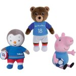 Jemini peppa pig t'choupi et petit ours brun footballeurs lot de 3 peluches + / - 18 cm