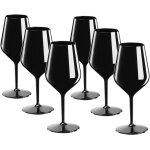 Jeu de 6 verres a vin, en plastique, incassables, noirs, 46 cl, 6 pièces Jeu de 6 verres a vin, en plastique, incassables, noirs, 46 cl, 6 pièces