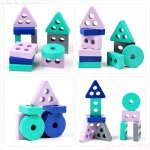 Jeu de blocs de branchement en bois, jeu de tri, correspondance des couleurs, stimulation du d�veloppement ...