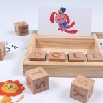 Jeu de blocs en carton en bois pour enfants, apprentissage des lettres anglaises, carte cognitive, cadeau, ...