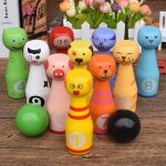 Jeu de bowling en bois pour enfants, avec 10 epingles en forme d'animaux, ensemble de 3 boules, jouet ...