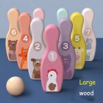Jeu de bowling en bois pour enfants, animaux de dessin animé, jouets de sport, loisirs de plein air, ... Jeu de bowling en bois pour enfants, animaux de dessin animé, jouets de sport, loisirs de plein air, ...