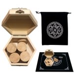 Jeu de cartes de tarot nordique en bois, 25 pices rondes, alphabet, futhark, symbole grav, pierres ...
