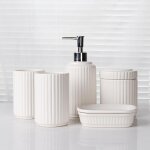 Jeu complet de 5 accessoires de salle de bain, en céramique, design classique, pour maison / appartement ... Jeu complet de 5 accessoires de salle de bain, en céramique, design classique, pour maison / appartement ...