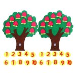 Jeu de comptage en feutre pour l'apprentissage des math�matiques, pommier, jouet pour enfants de maternelle, ...