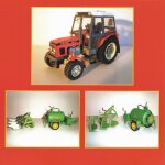 Jeu de construction de tracteur zetor tchque, modle 1:32, 7745 ? 7211, carte de construction, machines ...