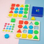 Jeu de correspondance des couleurs g�om�triques montessori, jeu de m�moire, jeu de trieur d'�checs, jouet ...