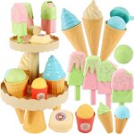 Jeu de crme glace, accessoires dinette enfant ensemble de jouet de cuisine aliments nourriture en plastique ...
