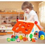 Jeu cubes en bois intellectuelle, forme bote enfants bb jouets educatifs color gomtrie puzzle bloc ...