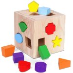 Jeu cubes en bois montessori bb forme correspondant gomtriques jouets de blocs de construction taille ...
