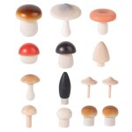 Jeu de cueillette de champignons en bois, 14 pi�ces, jouets de simulation de champignons, forme assortie, ...