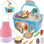 Jeu de cuisine pour enfants, panier de pique nique portable avec musique et lumires changeantes, four ...