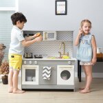 Jeu de cuisine gris en bois pour enfant teamson fille et gar�on td - 12681a