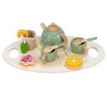 Jeu culinaire en bois - springos - set petit - d�jeuner 14 pi�ces - plateau, th�i�re, tasses - pour enfants ...