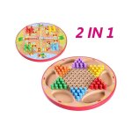 Jeu de dames chinois en bois double face 2 en 1, jeu de ludo volant pour enfants, jouet educatif familial ...
