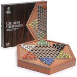 Jeu de jeu de jeu de dames chinois halma en bois - 32, 2 centim�tres - avec tiroirs et billes de verre ...