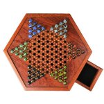 Jeu de dames chinoises en bois, avec boule de verre et tiroirs, jeu de stratgie hexagonal