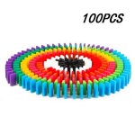 Jeu de dominos en bois arc - en - ciel pour enfants, 100 / 300 / 500 pi�ces, diff�rents coloris, kit ...